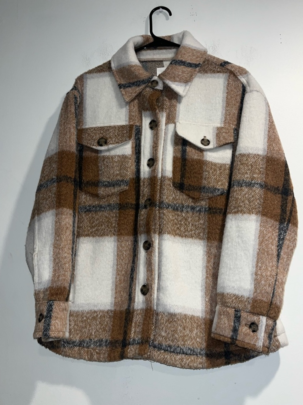 AVEC LES FILLES brown plaid shacket